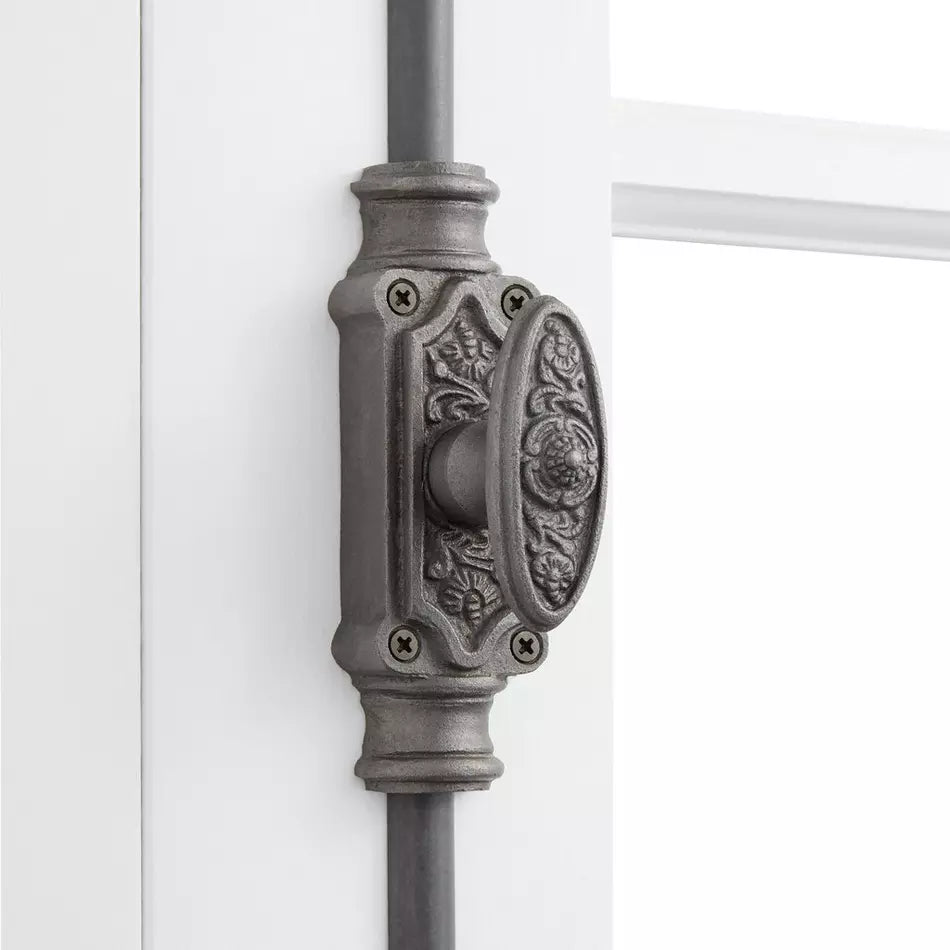 Hamilton Brass Dalston Cabinet Iron Espagnolette Bolt or Cremone Bolt Hardware 2 feet Antique Iron Finish Up to 2 feet Cabinets