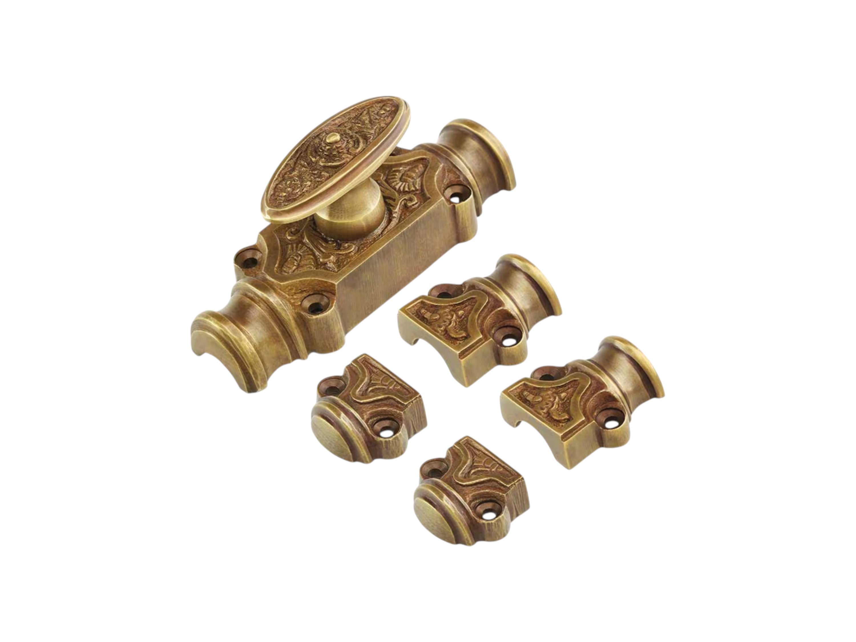 Hamilton Brass Dalston Cabinet Brass Cremone Bolt or Espagnolette Bolt Hardware 2 feet Unlacquered Antique Brass Up to 2 feet Cabinets