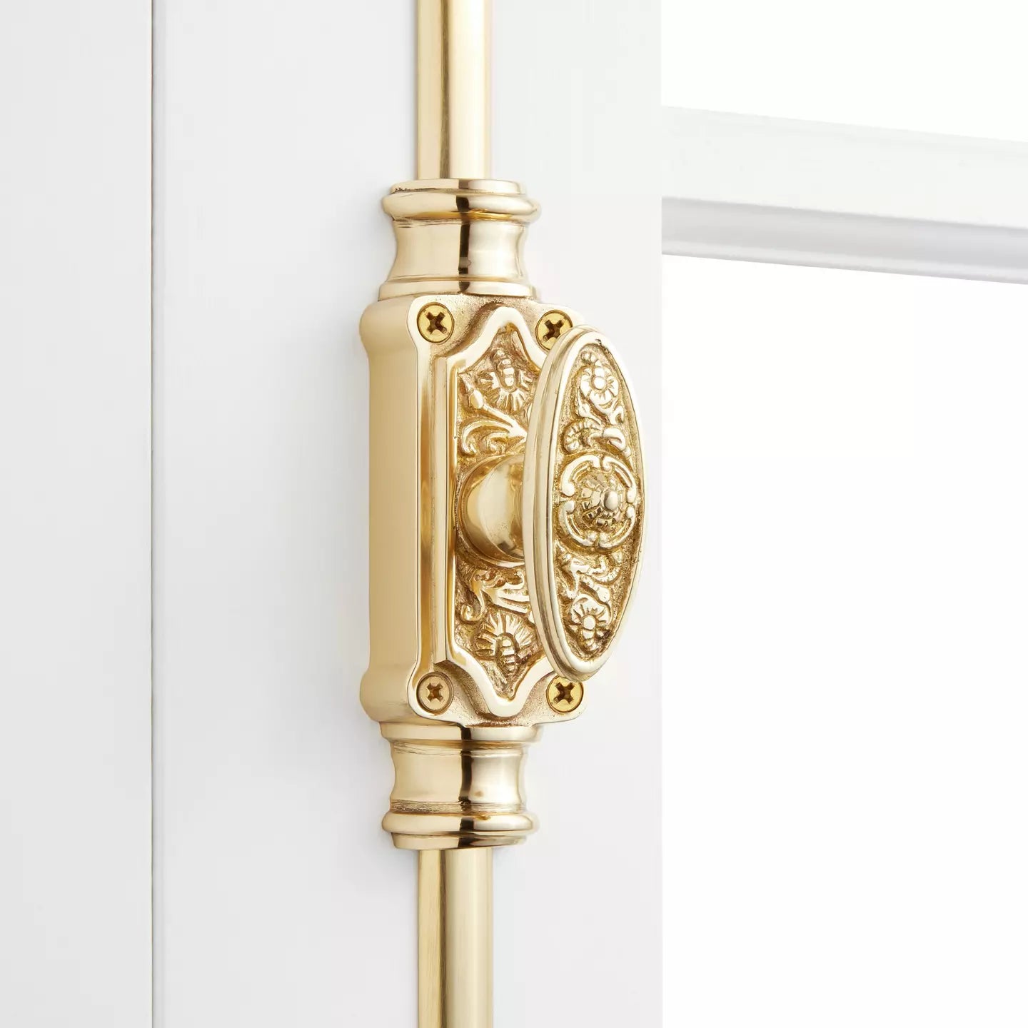 Hamilton Brass Dalston Window Brass Espagnolette Bolt or Cremone Bolt Hardware 6 feet Polished Brass LacqueredUp to 6 feet