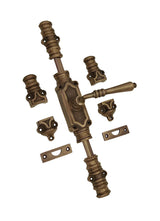 Hamilton Brass Lever Handle Door Brass Espagnolette Bolt or Cremone Bolt Unlacquered Antique Brass Upto 9 feet Doors