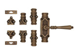 Hamilton Brass Lever Handle Door Brass Espagnolette Bolt or Cremone Bolt Unlacquered Antique Brass Upto 9 feet Doors