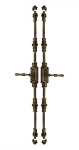 Hamilton Brass Lever Handle Door Brass Espagnolette Bolt or Cremone Bolt Unlacquered Antique Brass Upto 9 feet Doors