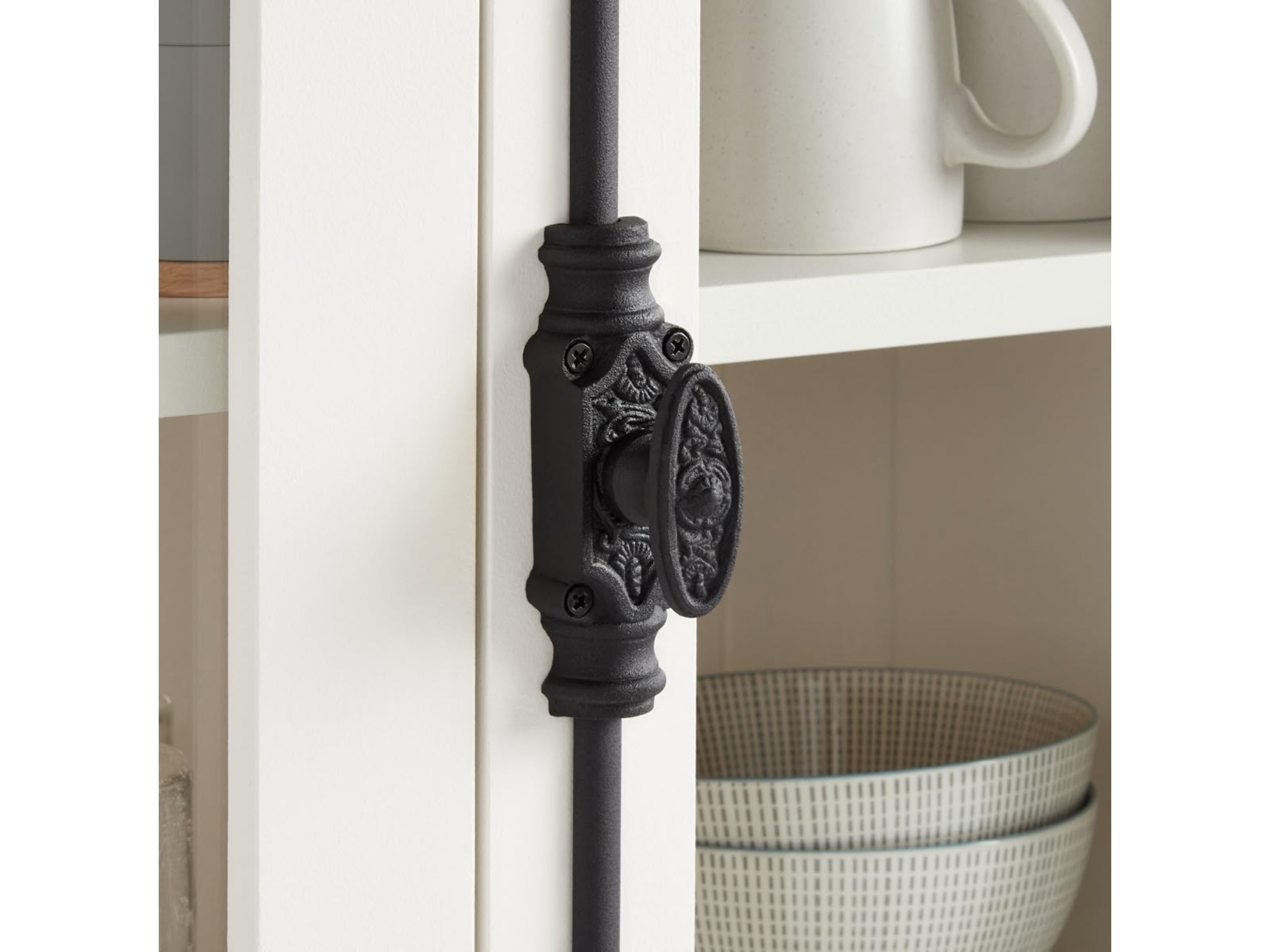 Hamilton Brass Dalston Cabinet Iron Cremone/Espagnolette Bolt Hardware 2 feet Black Powder Coated Up to 2 feet Cabinets